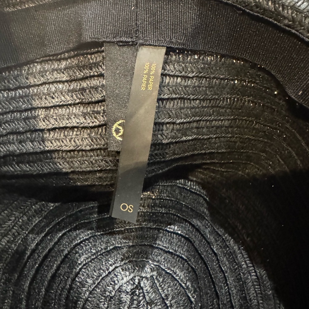 Black Wide Brim Hat with Tan‎ Trim - Picture 4 of 4